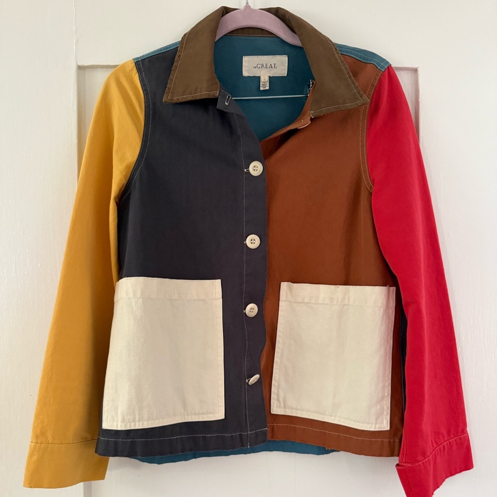 THE GREAT multicolor patchwork Chore Coat in size 0